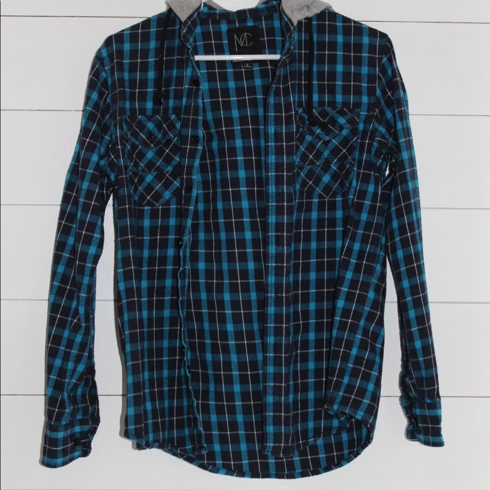 Blue cardigan with hoodie